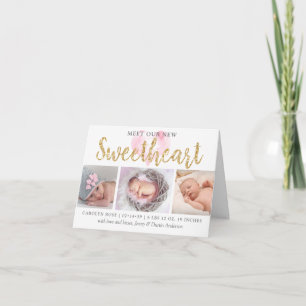 Unsere kleine Sweetheart 3 Foto Geburtserklärung Feiertagskarte