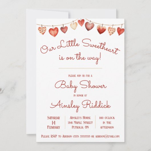 Unsere kleine Sweetheart Baby Dusche Einladung (Vorderseite)