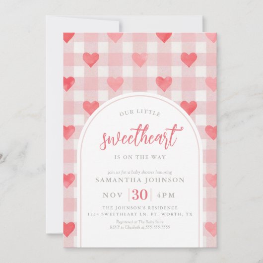 Unsere kleine Sweetheart Valentine Babydusche Einladung (Vorderseite)