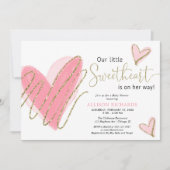 Unsere kleine Sweetheart Valentine-Mädchen-Dusche Einladung (Vorderseite)