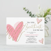 Unsere kleine Sweetheart Valentine-Mädchen-Dusche Einladung (Stehend Vorderseite)