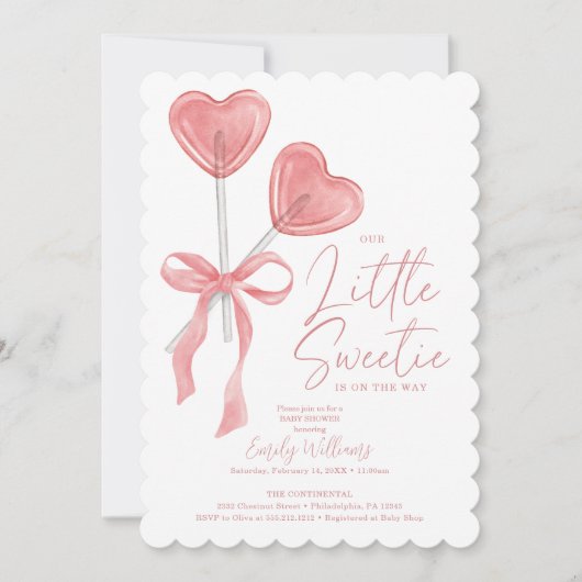 Unsere kleine Sweetie Valentine Babydusche lädt ei Einladung (Vorderseite)