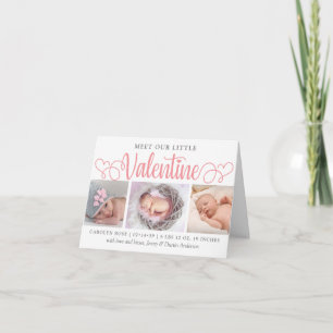 Unsere kleine Valentine 3 Foto Geburtserklärung Feiertagskarte