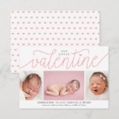 Unsere kleine Valentine-Geburtsankündigung mit Fot Einladung (Vorne/Hinten)