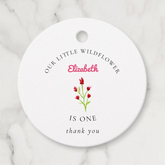 Unsere kleine Wildblume 1. Geburtstag BlumenMinima Geschenkanhänger (Vorderseite)