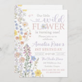 Unsere kleine Wildblume, 1. Geburtstag Einladung (Vorne/Hinten)