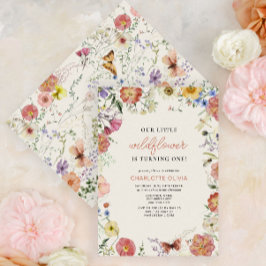 Unsere kleine Wildblume 1. Geburtstag gepresste Bl Einladung