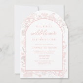 Unsere kleine Wildblume 1. Geburtstag Pink Blume Einladung (Vorderseite)