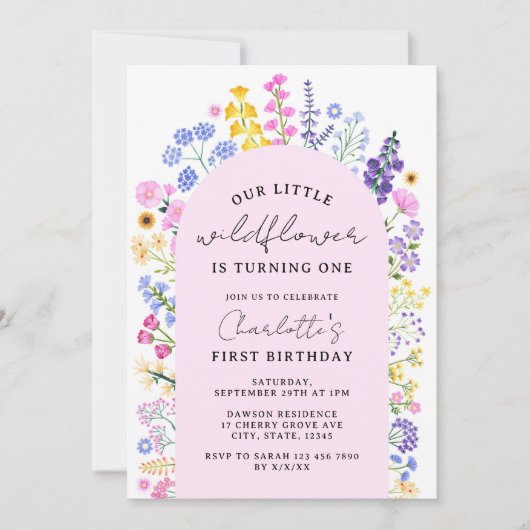 Unsere kleine Wildblume dreht einen Frühlingssomme Einladung (Vorderseite)