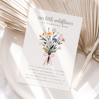 Unsere kleine Wildblume - Erste Geburtstagsfeier Einladung