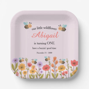 Unsere kleine Wildblume Floral Biene 1. Geburtstag Pappteller