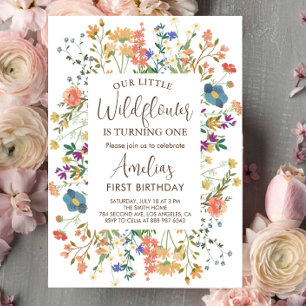 Unsere kleine Wildblume Girl First Birthday Party Einladung