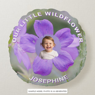 Unsere kleine Wildblume Lilac Geranium Custom Foto Rundes Kissen