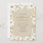 Unsere kleine Wildblume Vintag Daisy 1. Geburtstag Einladung (Vorderseite)