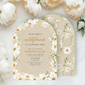Unsere kleine Wildblume Vintag Daisy 1. Geburtstag Einladung