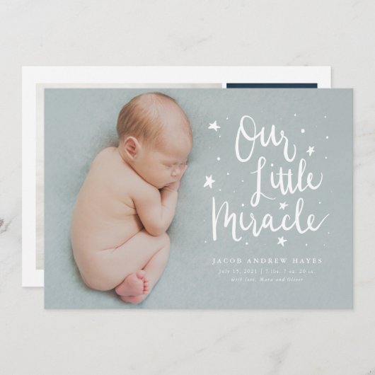 Unsere kleine Wundergeburt Ankündigung (Vorne/Hinten)
