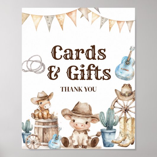 Unsere kleinen Cowboy Cactus Baby Shower Cards & G Poster (Vorne)