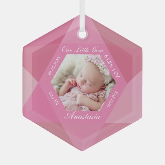 Unsere kleinen Gem October Birthstone Baby Birth S Ornament Aus Glas (Vorderseite)