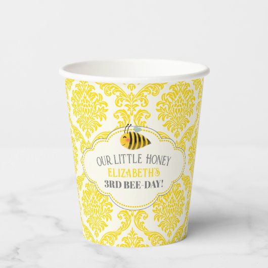 Unsere kleinen Honey Bee Birthday Paper Cups Pappbecher (Rückseite)