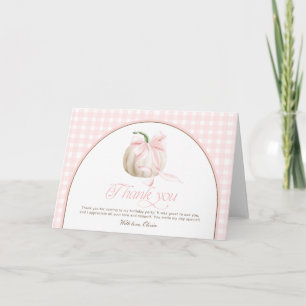 Unsere kleinen Kürbis rosa Gingham-Bücher für Baby Dankeskarte