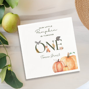 Unsere kleinen Kürbis-Waldtiere 1. Geburtstag Serviette