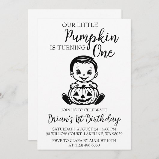 unsere kleinen Kürbisgeburtstage-Einladungen Einladung (Vorne/Hinten)