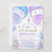 Unsere kleinen Mermaids gemeinsame Geburtstagseinl Einladung (Vorderseite)