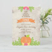 Unsere kleinen Pumpkin ersten Geburtstag rustikale Einladung (Stehend Vorderseite)