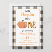Unsere kleinen Pumpkin Fall Flannel Boys Geburtsta Einladung (Vorderseite)