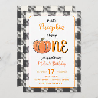 Unsere kleinen Pumpkin Fall Flannel Boys Geburtsta Einladung