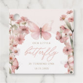 Unsere kleinen Schmetterling-Rosa-Mädchen zum Gebu Geschenkanhänger (Vorderseite)