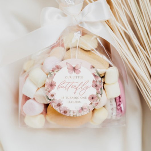 Unsere kleinen Schmetterling-Rosa-Mädchen zum Gebu Runder Aufkleber