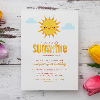 Unsere kleinen Sonnenschein-Kinder zum Geburtstag Einladung