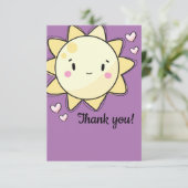 Unsere kleinen Sonnenscheinmädchen Lila Dankeskarte (Stehend Vorderseite)