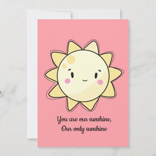 Unsere kleinen Sonnenscheinmädchen Rosa zum Geburt Einladung (Rückseite)