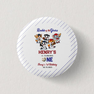 Unsere kleinen Tiere Baseball 1. Geburtstagsfeier Button