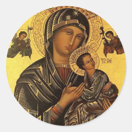 Unsere Lady der ständigen Hilfe Runder Aufkleber (Vorderseite)