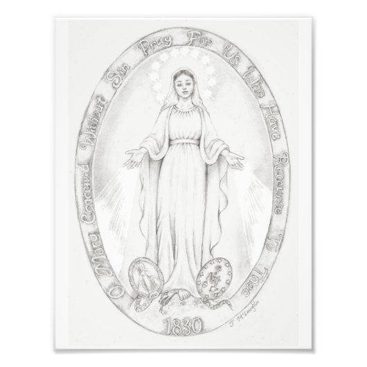 "Unsere Lady der Wundermedaille" Liebeskunst Fotodruck (Vorne)