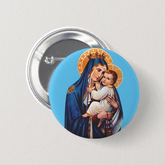 Unsere Lady des Monte Carmel Button (Vorne & Hinten)