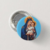 Unsere Lady des Monte Carmel Button (Vorne & Hinten)