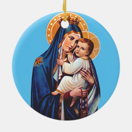 Unsere Lady des Monte Carmel Keramik Ornament (Hinten)