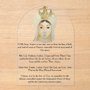 Unsere Lady Fatima Acrylylic Prayer Card Acryleinladungen