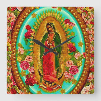 Unsere Lady Guadalupe Mexican Saint Jungfrau Mary Quadratische Wanduhr