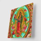 Unsere Lady Guadalupe Mexican Saint Jungfrau Mary Quadratische Wanduhr (Winkel)