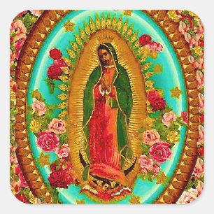 Unsere Lady Guadalupe Mexican Saint Jungfrau Mary Quadratischer Aufkleber