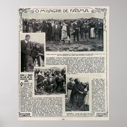 Unsere Lady of Fatima Miracle Newspapier Portugies Poster (Vorne)