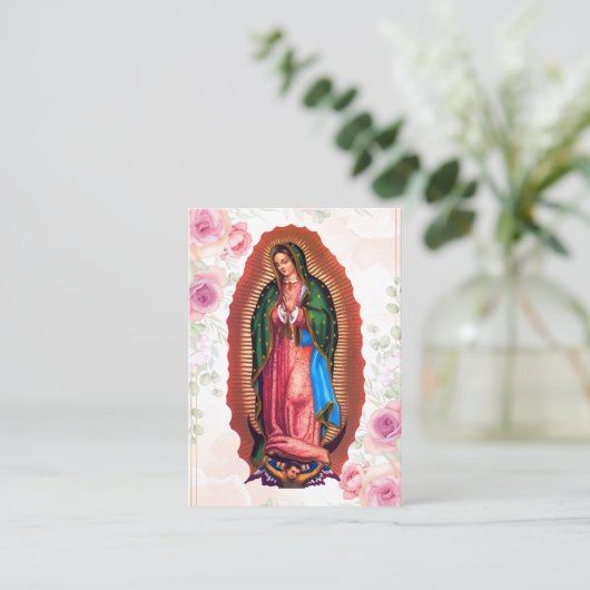 Unsere Lady of Guadalupe Memorial Foto Prayer Card Platzkarte (Stehend Vorderseite)