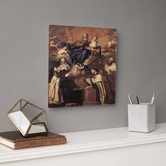 Unsere Lady of Mount Carmel 1641 Quadratische Wanduhr (Büro)