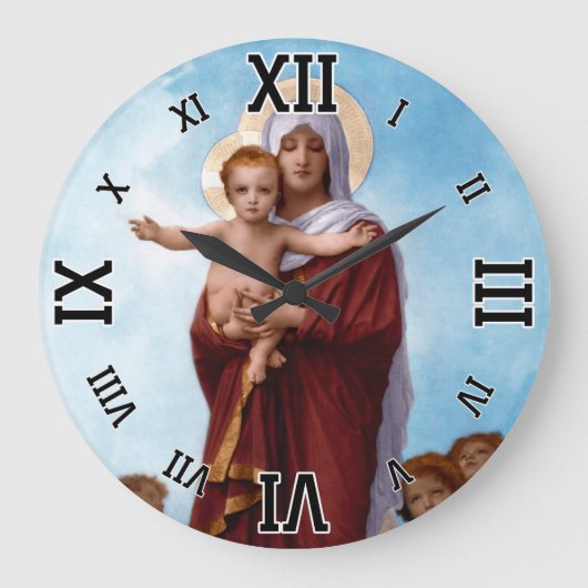 Unsere Lady of the Angels von William Bouguereau Große Wanduhr (Vorderseite)