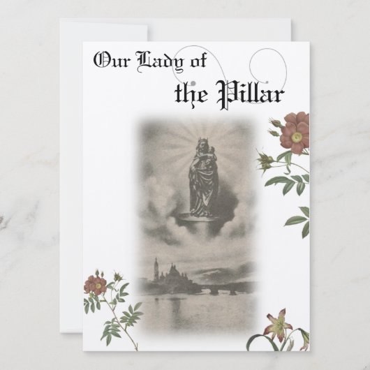 Unsere Lady of the Pillar Prayer Card Einladung (Vorderseite)